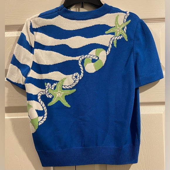 St. John collection  by Marie Gray Sweater Women’s S Blue Pullover,zip shoulder - Picture 3 of 3